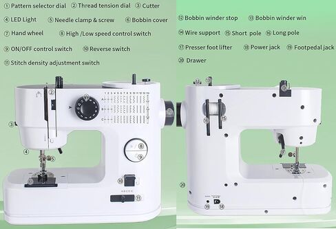 Sewing Machine with Extension Table, 39Stitch Patterns Built-In,withAccessory Kit, LED Light 2-Speed Foot Pedal, Sewing Machine for Beginners Great for Quilting, Crafts & Mending in Saudi Arabia