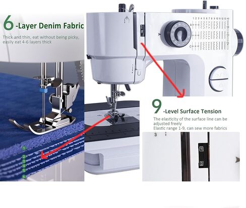 Sewing Machine with Extension Table, 39Stitch Patterns Built-In,withAccessory Kit, LED Light 2-Speed Foot Pedal, Sewing Machine for Beginners Great for Quilting, Crafts & Mending in Saudi Arabia