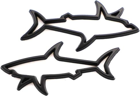 قطعتان من شعار سمكة القرش المجوفة، ملصق شارة السيارة الفاخر، واقي الحذاء، صندوق السيارة لسيارة Camaro Corvette (أسود) in Kuwait