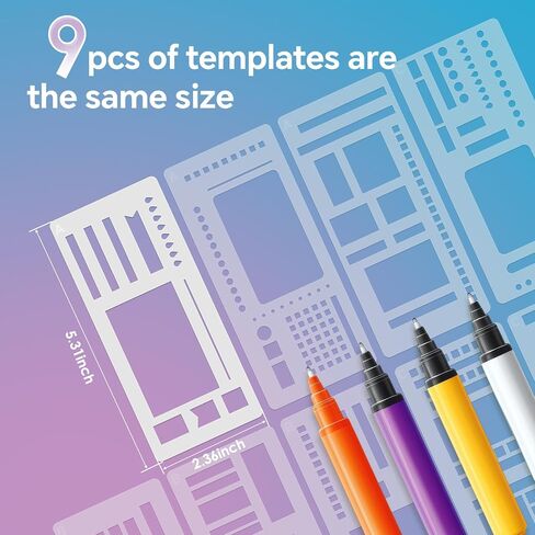 Handmade Flexible Record Template, 9 Pack Reusable Planner Stencils Set for Journaling, Dot Grid, Drawing, Checklists and DIY Crafts (A+B+C) in Saudi Arabia