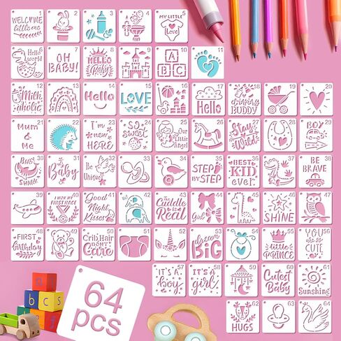 Flower Stencils for Painting, 64pcs 3 Inch Stencils for Crafts Rock Painting Stencils Plastic Reusable Stencils for Painting on Wood Wall Tile Home Decor in Saudi Arabia