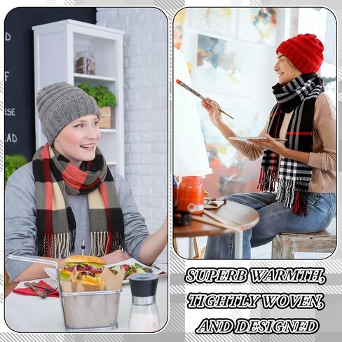 18 Pcs Women Knit Beanie Hat Set Winter Warmer Sets Including Buffalo Plaid Scarf Touchscreen Gloves, Winter 3 Piece Set in Saudi Arabia