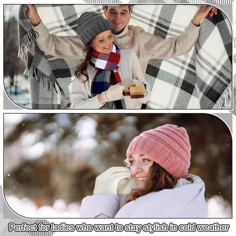 18 Pcs Women Knit Beanie Hat Set Winter Warmer Sets Including Buffalo Plaid Scarf Touchscreen Gloves, Winter 3 Piece Set in Saudi Arabia