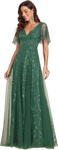 Ever-Pretty Women's Short Sleeve A-line Embroidery Elegant Sepcial Occasion Dress Black US12 in Saudi Arabia