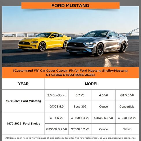 Kayme Heavy Duty Car Cover Custom Fit for Ford Mustang/Shelby/Mustang GT GT350 GT500 (1965-2025), Outdoor Full Exterior Cover with Tape and Towel, Rain Snow Sun UV Protection. in Saudi Arabia