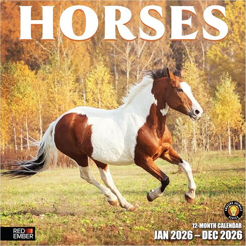 RED EMBER Horses 2026 Wall Calendar 12 Month | 12" x 24" Open | Thick & Sturdy Paper | Holiday Gift | Animal Calendar 2026 in Saudi Arabia