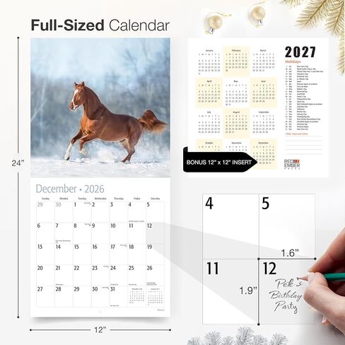 RED EMBER Horses 2026 Wall Calendar 12 Month | 12" x 24" Open | Thick & Sturdy Paper | Holiday Gift | Animal Calendar 2026 in Saudi Arabia
