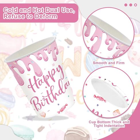 120PCS Two Sweet Birthday Party Supplies Two Sweet Donut Ice Cream Decorations for Baby Girl 2nd Second Birthday Tableware Set Plates Napkins Cups Set for 20 Guests in Kuwait