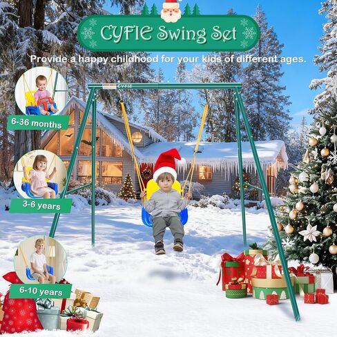 مجموعة أرجوحة CYFIE، مجموعة لعب خارجية للأطفال مع أرجوحة صحن، أرجوحة حزام، حامل أرجوحة بإطار معدني شديد التحمل، طوق كرة السلة وهدف كرة القدم، مجموعات أرجوحة للفناء الخلفي، الملعب، الحديقة in Kuwait