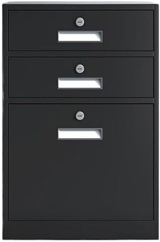 Filing Cabinet Office File Data Organizer Cabinet 3 Tier Large Capacity Drawer Cabinet Balcony Storage Storage Cabinet with Locks Drawer Cabinet(Black) in Saudi Arabia