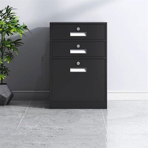 Filing Cabinet Office File Data Organizer Cabinet 3 Tier Large Capacity Drawer Cabinet Balcony Storage Storage Cabinet with Locks Drawer Cabinet(Black) in Saudi Arabia