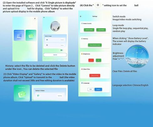 مشغل فيديو كرة بلورية إبداعية مطور بتقنية WiFi يمكن التحكم فيه من خلال تطبيق Android وiOS، سعة تخزين 4 جيجابايت، هدية إبداعية ثلاثية الأبعاد (وردي) in Kuwait