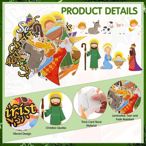 Geyoga Christmas Nativity Bulletin Board Set Christian Nativity Classroom Decorations Religious Holiday Baby Jesus Star Christ Bulletin Board Cutouts Winter Sunday School Church Preschool Wall Door in Kuwait