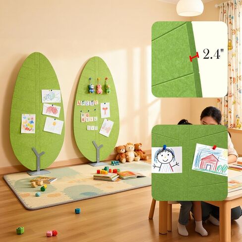 Cork Felt Bulletin Board with Stand, 70 x 36 Inches Large Reversible Colorful Notice Board(Green Leaf Design), Aluminum Frame Double-Sided, Cork Board for Office, School, Home in Saudi Arabia