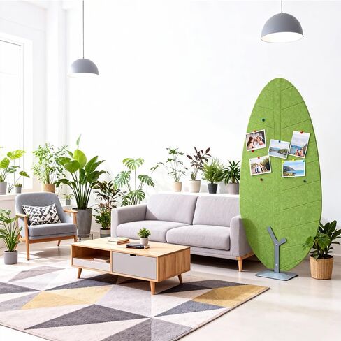 Cork Felt Bulletin Board with Stand, 70 x 36 Inches Large Reversible Colorful Notice Board(Green Leaf Design), Aluminum Frame Double-Sided, Cork Board for Office, School, Home in Saudi Arabia