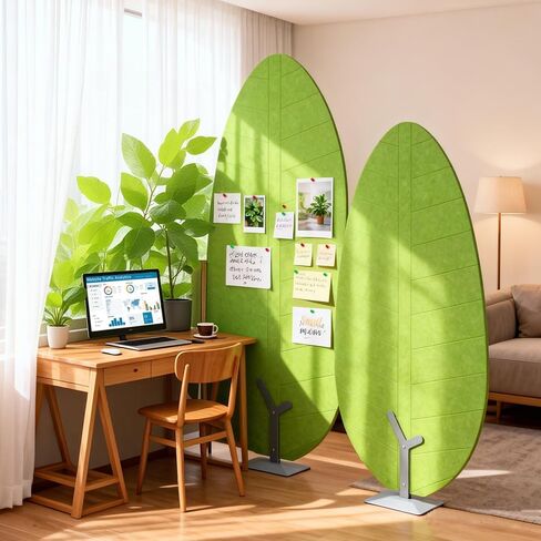 Cork Felt Bulletin Board with Stand, 70 x 36 Inches Large Reversible Colorful Notice Board(Green Leaf Design), Aluminum Frame Double-Sided, Cork Board for Office, School, Home in Saudi Arabia