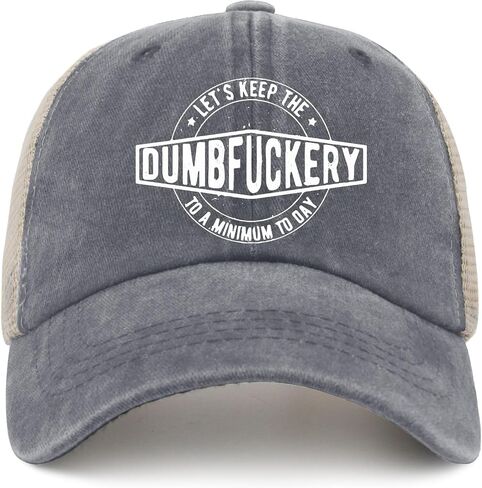 Funny Hat Lets Keep The Dumbfuckery to Minimum Today Hat Men Dad Hats Vintage Cap in Saudi Arabia