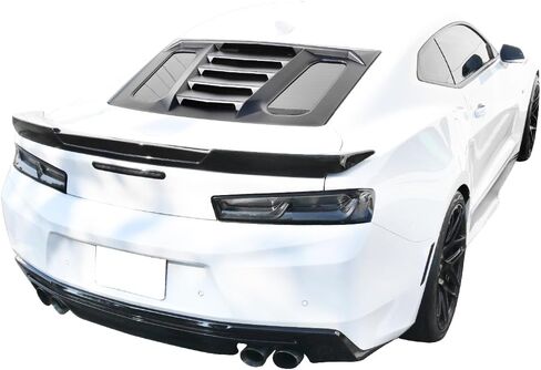IKON MOTORSPORTS Window Louvers Compatible with 2016-2024 Chevy Camaro, IKON V2 Style Gloss Black Rear Window Louver Sun Rain Guards Vent Deflector in Saudi Arabia