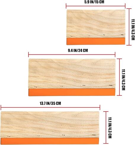 3 Pieces Screen Printing Squeegees - 3 Sizes (5.9/9.4/13.7 Inch) 75 Durometer Rubber Blade Wooden Handle, Suitable for Graphic/Textile Hand & Machine Printing in Saudi Arabia
