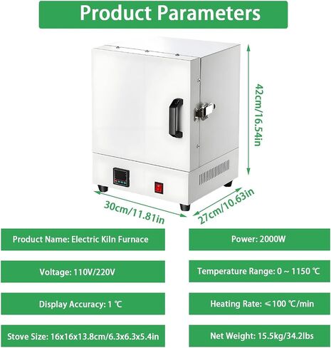 2000W Electric kiln,Electric sintering Furnace，Maximum Temperature 1150℃, Suitable for Jewelry Making, Metal Casting, Pottery Glazing and DIY Projects in Saudi Arabia