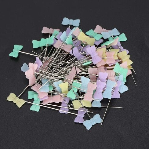 Button Head Sewing Pins Butterfly Bow Tie Straight Quilting Pins 100pcs Flat Head Stainless Steel Plastic for DIY Sewing Crafts Decorations (Bow tie) in Saudi Arabia