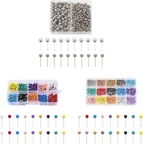 200/500/900Pcs 4mm Round Head Sewing Pins with Storage Box Color Coded Dressmaking for Quilting and Pattern Making Color Coded Fabric Holding in Saudi Arabia