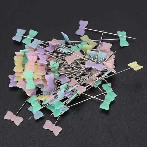 Button Head Sewing Pins Butterfly Bow Tie Straight Quilting Pins 100pcs Flat Head Stainless Steel Plastic for DIY Sewing Crafts Decorations (Bow tie) in Saudi Arabia