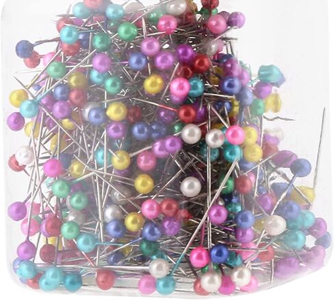 Quilting Pins Sewing Pins Ball Head Pins 500Pcs Mixed Color Bead Needles with Orange Fabric Covered Pin Cushion Bottle for Crafting Sewing and Ornament Decoration in Saudi Arabia