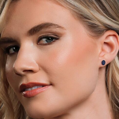 Gem Stone King 14K White Gold Black Sapphire Stud Earrings For Women (3.32 Cttw, Gemstone February Birthstone, Oval 8X6MM) in Saudi Arabia