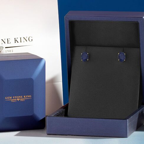 Gem Stone King 14K White Gold Black Sapphire Stud Earrings For Women (3.32 Cttw, Gemstone February Birthstone, Oval 8X6MM) in Saudi Arabia