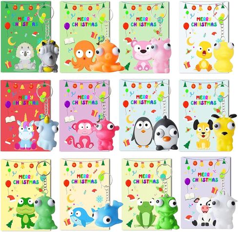Classroom Christmas Gifts for Students 24 Pack Popping Eyes Animal Keychains Christmas Gifts for Students from Teachers, Classroom Exchange Prizes in Saudi Arabia