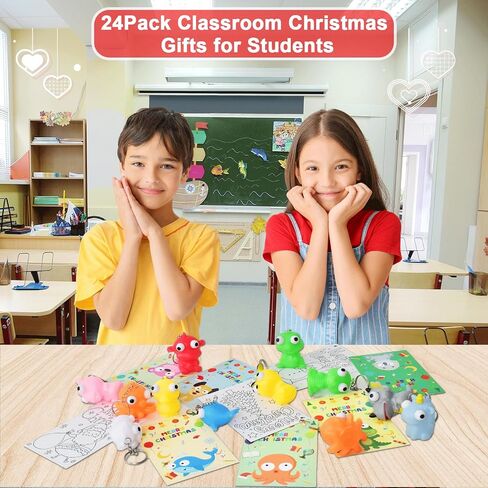 Classroom Christmas Gifts for Students 24 Pack Popping Eyes Animal Keychains Christmas Gifts for Students from Teachers, Classroom Exchange Prizes in Saudi Arabia