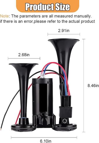12V 130dB Dual Trumpet Air Horn Kit with Compressor - Loud Dual Electric Train Horn for Cars Boats Trucks SUV - High/Low Tube Air Horns Speaker Kit Car Accessories (Sliver) in Saudi Arabia