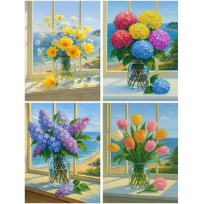 RRMRRM 4 Pack Paint by Numbers kit for Adults Beginner - Beach Adult Paint by Numbers on Canvas, DIY Sea Turtle Oil Painting Kits for Home Wall Decor Gifts 12x16 Inch in Saudi Arabia