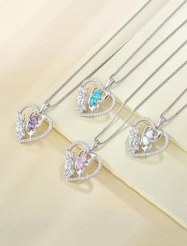 YL قلادة الفراشة النسائية 925 من الفضة الاسترليني على شكل وردة قلادة جوهرة الميلاد مجوهرات هالة in Kuwait