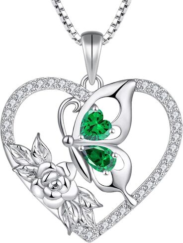 YL قلادة الفراشة النسائية 925 من الفضة الاسترليني على شكل وردة قلادة جوهرة الميلاد مجوهرات هالة in Kuwait