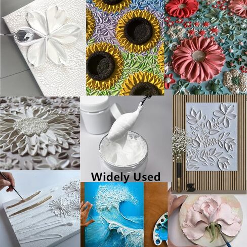 معجون تشكيل أبيض للفن المزخرف طلاء النحت ثلاثي الأبعاد عالي الكثافة، متوسط ​​أكريليك، معجون نسيج للحرف اليدوية، استنسل للرسم، مثالي للخشب/القمصان/الزجاج/الحجر in Kuwait