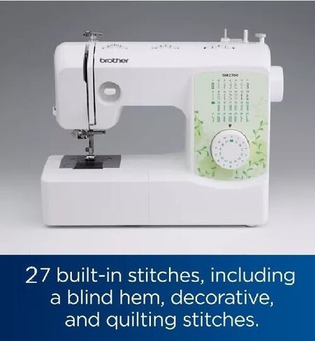 Brother SM2700 27-Stitch Free Arm Sewing Machine and Hard Plastic Storage and Carry Case, Premium Sewing Thread 6-Pack Included in Saudi Arabia