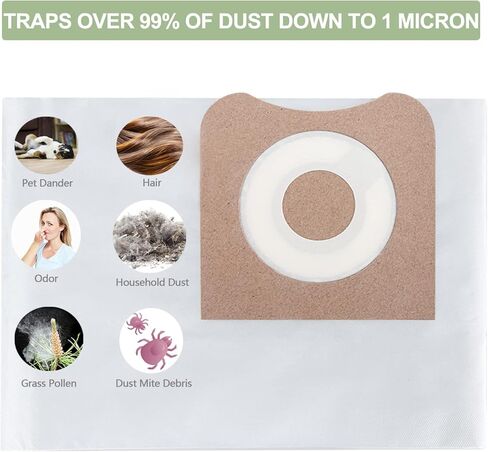 20 عبوة من أكياس الغبار VF3501 بديلة لمكنسات Ridgid & Workshop 3-4.5 جالون، متوافقة مع Ridgid Shop Vac & Workshop 3-4.5 جالون، قطعة بديلة # RIDGID VF3501 / WORKSHOP WS32045F in Kuwait