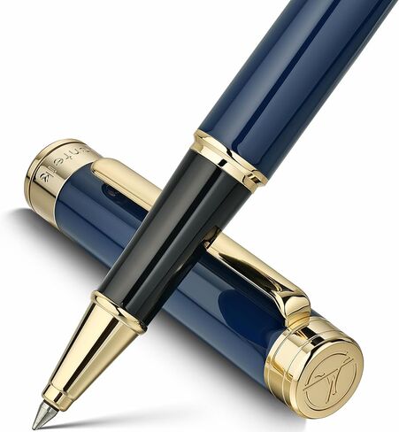 Blue Lacquer Rollerball Pen - Stunning Luxury Pen, 24K Gold Plating, Schmidt Refill, Precision Flow Ink, Fancy Roller Ball Gift Set for Men & Women, Professional, Executive Office, Nice Pens in Saudi Arabia