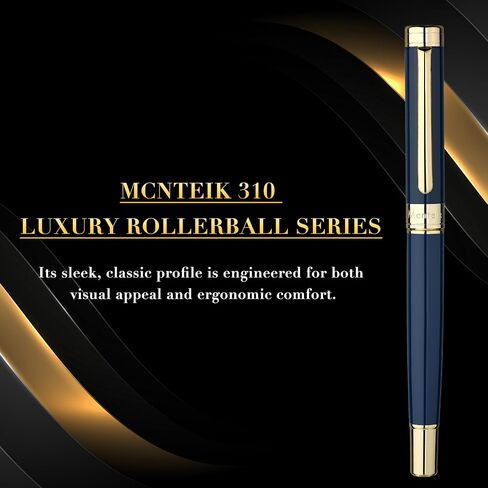 Blue Lacquer Rollerball Pen - Stunning Luxury Pen, 24K Gold Plating, Schmidt Refill, Precision Flow Ink, Fancy Roller Ball Gift Set for Men & Women, Professional, Executive Office, Nice Pens in Saudi Arabia
