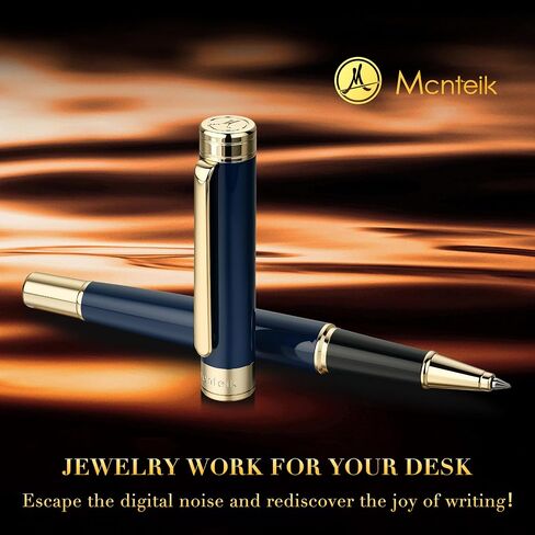 Blue Lacquer Rollerball Pen - Stunning Luxury Pen, 24K Gold Plating, Schmidt Refill, Precision Flow Ink, Fancy Roller Ball Gift Set for Men & Women, Professional, Executive Office, Nice Pens in Saudi Arabia