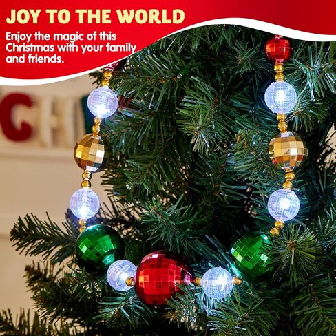 JOYIN عيد الميلاد LED جامبو الخرزة القلائد، قلادات عيد الميلاد مع تضيء الخرز جامبو في 3 أوضاع الإضاءة، قلادة لمبة عيد الميلاد لعيد الميلاد ملحق السنة الجديدة للكبار النساء الرجال حفلة الأسرة in Kuwait
