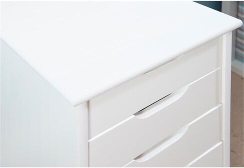 Riverbay Furniture Six Drawer Wood Rolling Storage Cart in White Wash in Saudi Arabia