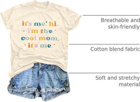 إنه أنا، مرحبًا، أنا الأم الرائعة، إنها أنا قميص نسائي ماما مطبوع عليه حروف تي شيرت كاجوال in Kuwait