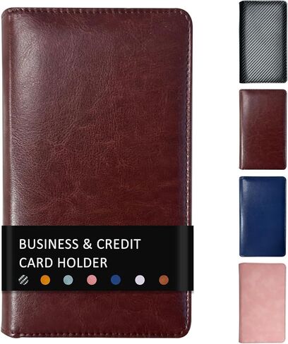 Leather Professional Business Card Holder Book Organizer, 240 Capacity Credit Card Booklet, Premium PU Name Cards Storage Folder with Soft Cover for Men/Women (Carbon Fiber Black) in Saudi Arabia