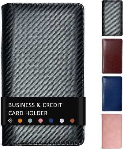 Leather Professional Business Card Holder Book Organizer, 240 Capacity Credit Card Booklet, Premium PU Name Cards Storage Folder with Soft Cover for Men/Women (Carbon Fiber Black) in Saudi Arabia