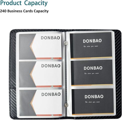 Leather Professional Business Card Holder Book Organizer, 240 Capacity Credit Card Booklet, Premium PU Name Cards Storage Folder with Soft Cover for Men/Women (Carbon Fiber Black) in Saudi Arabia