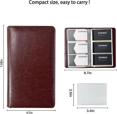 Leather Professional Business Card Holder Book Organizer, 240 Capacity Credit Card Booklet, Premium PU Name Cards Storage Folder with Soft Cover for Men/Women (Carbon Fiber Black) in Saudi Arabia