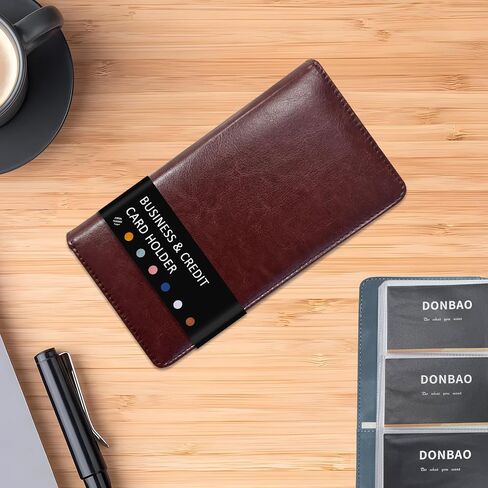 Leather Professional Business Card Holder Book Organizer, 240 Capacity Credit Card Booklet, Premium PU Name Cards Storage Folder with Soft Cover for Men/Women (Carbon Fiber Black) in Saudi Arabia